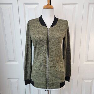 MISS CHIEVIOUS Green Black Zip-Up Long Sleeve Lightweight Bomber Jacket sz S NWT
